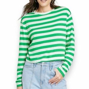 A New Day cropped striped green and white Target long sleeve
